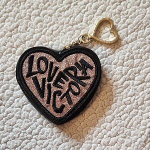 Victoria's Secret Heart-shaped Iridescent Glitter Keychain Clutch Feminine Love